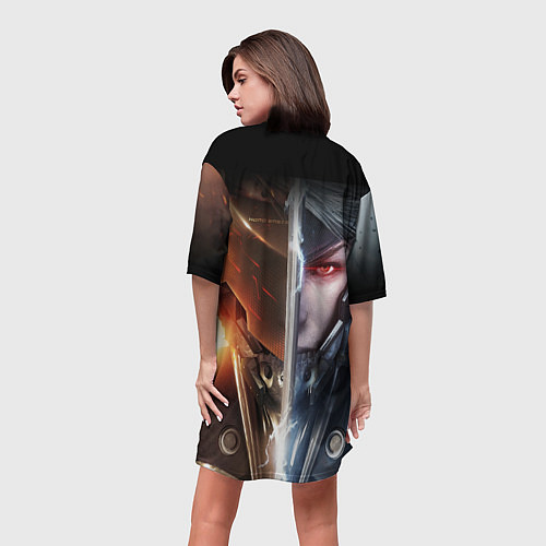 Женская длинная футболка METAL GEAR RISING САМУРАЙ / 3D-принт – фото 4