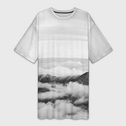 Женская длинная футболка Горы и туман