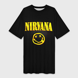 Футболка женская длинная NIRVANA соты, цвет: 3D-принт