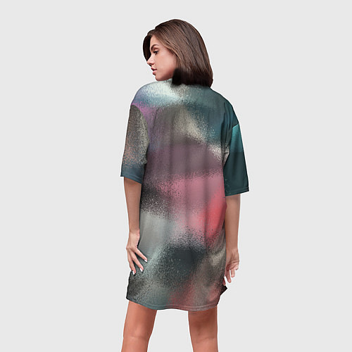 Женская длинная футболка Современный разноцветный абстрактный узор / 3D-принт – фото 4