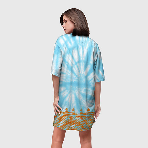 Женская длинная футболка Славянская тай-дай рубаха / 3D-принт – фото 4