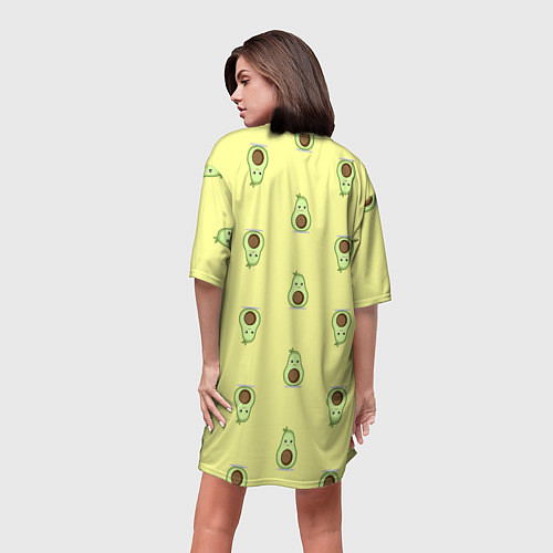 Женская длинная футболка Авокадики паттерн / 3D-принт – фото 4