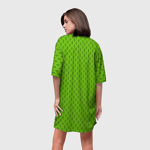 Женская длинная футболка Зеленые ячейки текстура / 3D-принт – фото 4