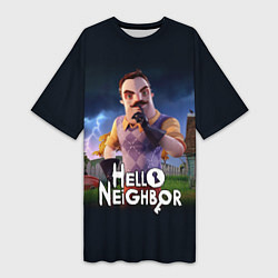 Футболка женская длинная Hello Neighbor игра Привет сосед, цвет: 3D-принт