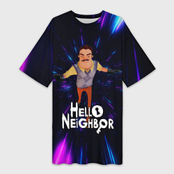 Женская длинная футболка Hello Neighbor Привет сосед Бегущий сосед