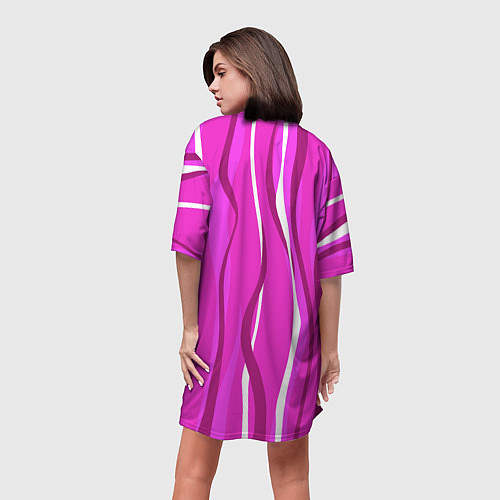 Женская длинная футболка Розовые полосы / 3D-принт – фото 4