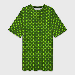 Женская длинная футболка Зеленый узоры крестиком