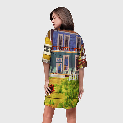 Женская длинная футболка Hello Neighbor: Дом / 3D-принт – фото 4