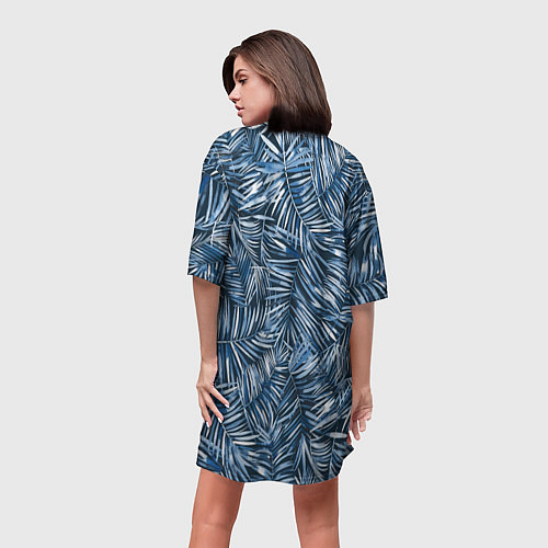 Женская длинная футболка Тропические листья пальмы / 3D-принт – фото 4