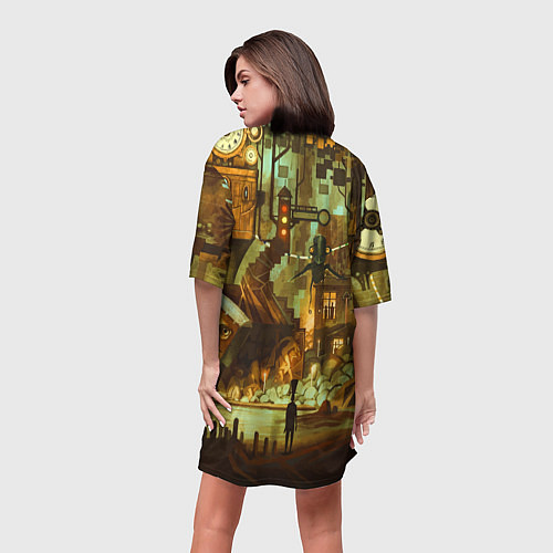 Женская длинная футболка Cool Steampunk painting / 3D-принт – фото 4