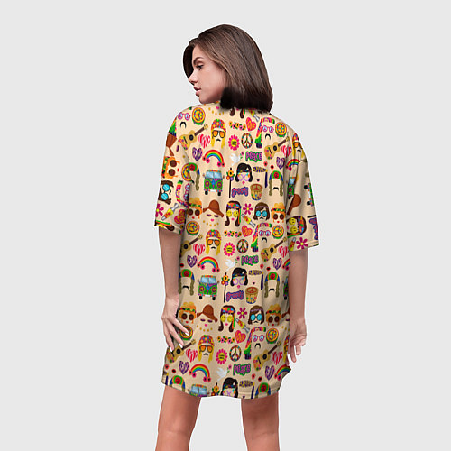 Женская длинная футболка HIPPIE FASHION / 3D-принт – фото 4