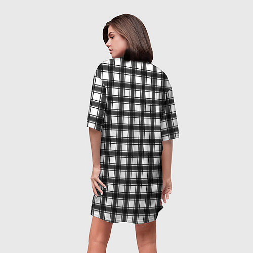 Женская длинная футболка Black and white trendy checkered pattern / 3D-принт – фото 4