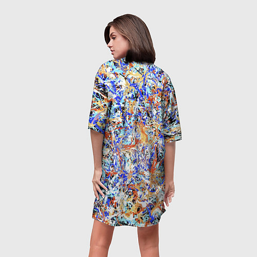 Женская длинная футболка Летний красочный паттерн / 3D-принт – фото 4