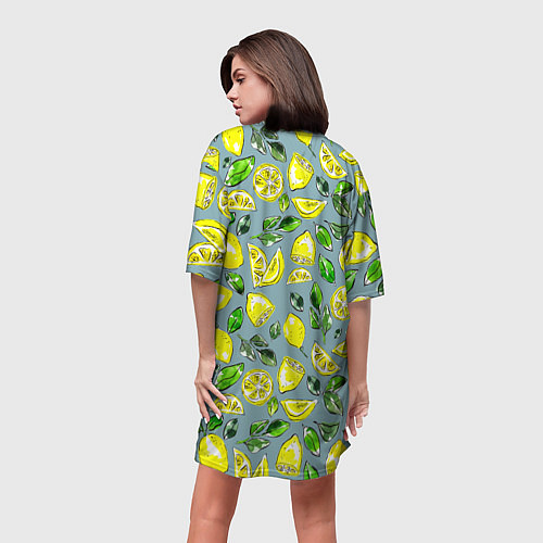 Женская длинная футболка Порезанные лимоны - паттерн / 3D-принт – фото 4