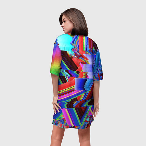 Женская длинная футболка Авангардный модный глитч / 3D-принт – фото 4