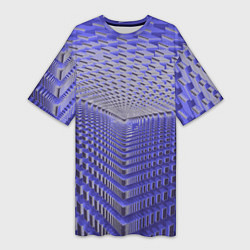 Женская длинная футболка Неоновые кубы - оптическая иллюзия