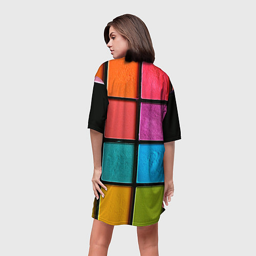 Женская длинная футболка Абстрактный набор красок-паттернов / 3D-принт – фото 4