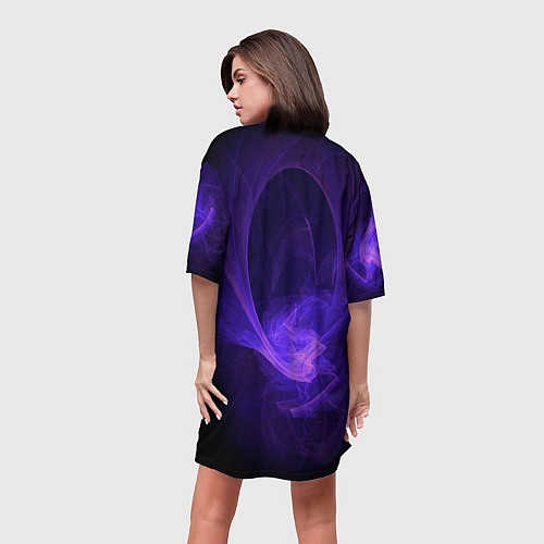 Женская длинная футболка Неоновые фракталы / 3D-принт – фото 4