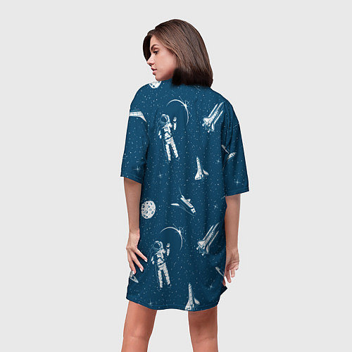 Женская длинная футболка Текстура Космос / 3D-принт – фото 4