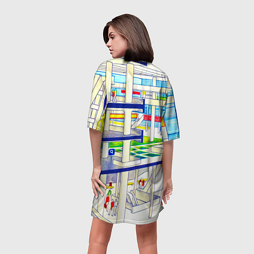 Женская длинная футболка Счастливый город / 3D-принт – фото 4