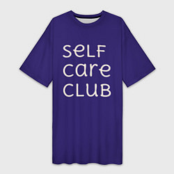 Женская длинная футболка Self care club blue