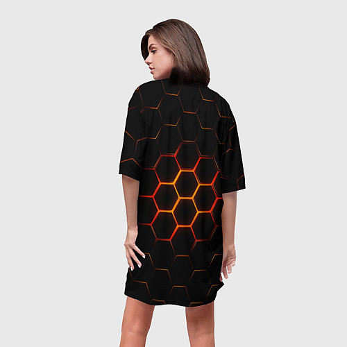 Женская длинная футболка Раскалённые соты - текстура / 3D-принт – фото 4