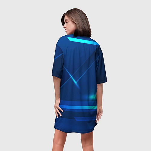 Женская длинная футболка Chelsea Синяя абстракция / 3D-принт – фото 4