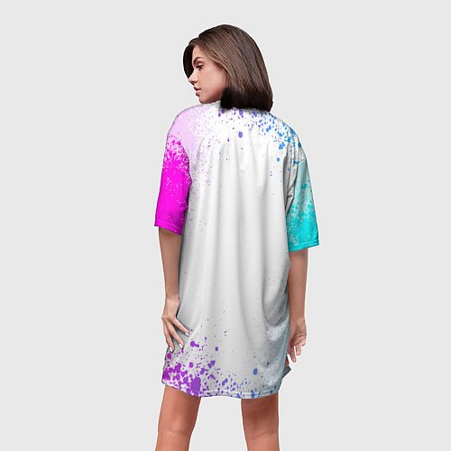 Женская длинная футболка Фунт стерлингов глитч / 3D-принт – фото 4