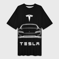 Футболка женская длинная Tesla white light, цвет: 3D-принт