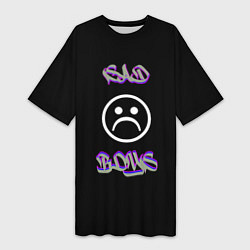 Футболка женская длинная Sad boys лого, цвет: 3D-принт