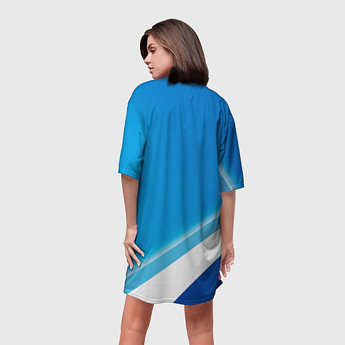 Женская длинная футболка Опель - голубая абстракция / 3D-принт – фото 4