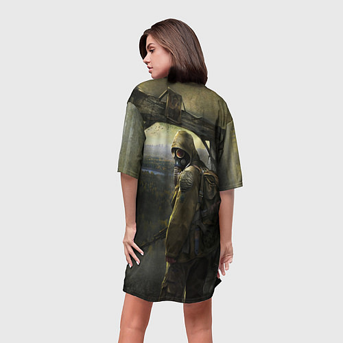 Женская длинная футболка STALKER Тень Чернобыля Постер / 3D-принт – фото 4