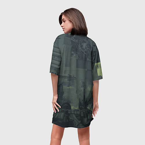 Женская длинная футболка STALKER Военный Возле ЧАЭС / 3D-принт – фото 4