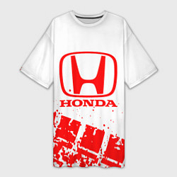 Футболка женская длинная Honda - красный след шины, цвет: 3D-принт
