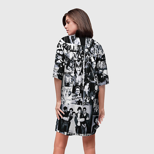 Женская длинная футболка Барт Симпсон - чёрт на фоне своих подопечных / 3D-принт – фото 4