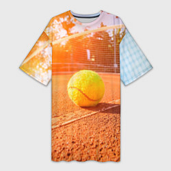 Футболка женская длинная Теннис - рассвет, цвет: 3D-принт