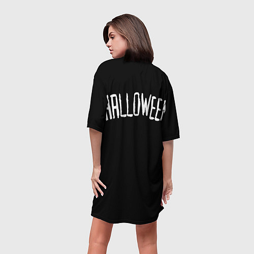 Женская длинная футболка Halloween - светильник Джека / 3D-принт – фото 4