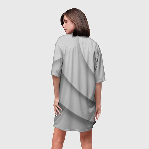 Женская длинная футболка Daewoo - серая абстракция / 3D-принт – фото 4