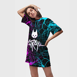 Футболка женская длинная Stray - neon, цвет: 3D-принт — фото 2