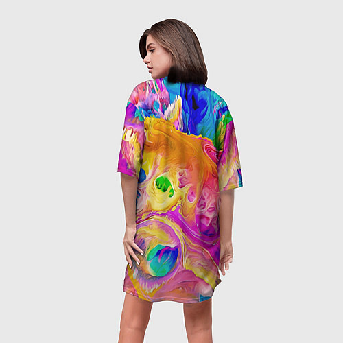 Женская длинная футболка Гомер Симпсон и клоун Красти едут на детском велос / 3D-принт – фото 4