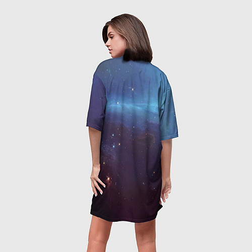 Женская длинная футболка Космический дым / 3D-принт – фото 4