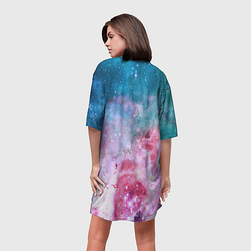 Женская длинная футболка Вспыхнувший космос / 3D-принт – фото 4