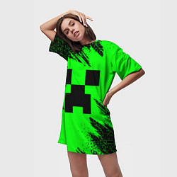 Футболка женская длинная Minecraft squares, цвет: 3D-принт — фото 2