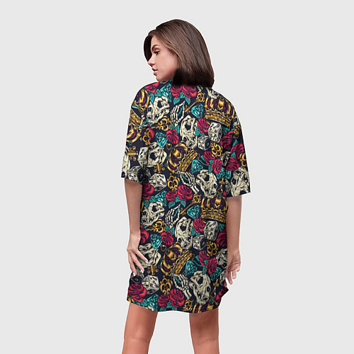 Женская длинная футболка Тату короны и бриллианта / 3D-принт – фото 4