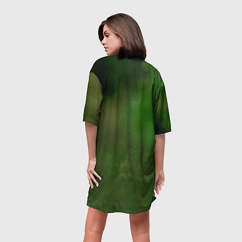 Женская длинная футболка Волк на фоне зелени / 3D-принт – фото 4