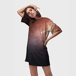 Футболка женская длинная Космос из сердца, цвет: 3D-принт — фото 2