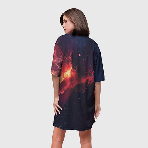 Женская длинная футболка Космическое пламя / 3D-принт – фото 4