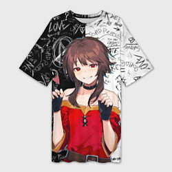 Футболка женская длинная Мегумин - Коносуба, цвет: 3D-принт