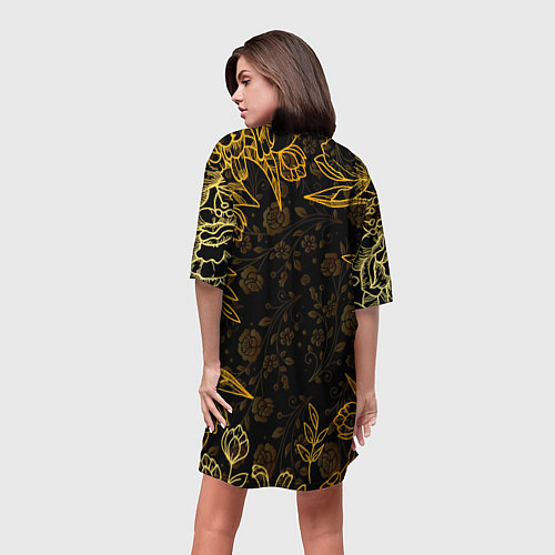 Женская длинная футболка Золотая колибри / 3D-принт – фото 4