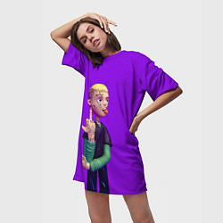 Футболка женская длинная Lil Peep На Фиолетовом Фоне, цвет: 3D-принт — фото 2